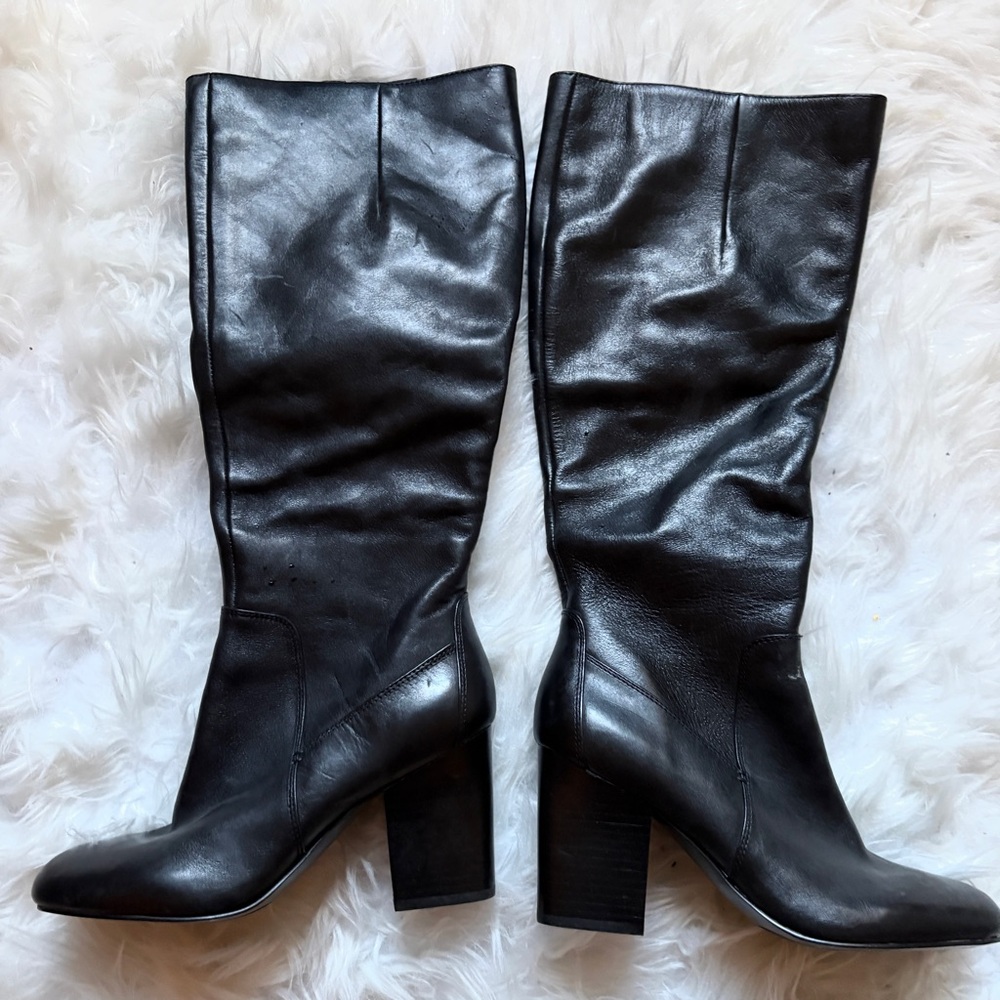 Nine West Black Heeled Zip Up Boots